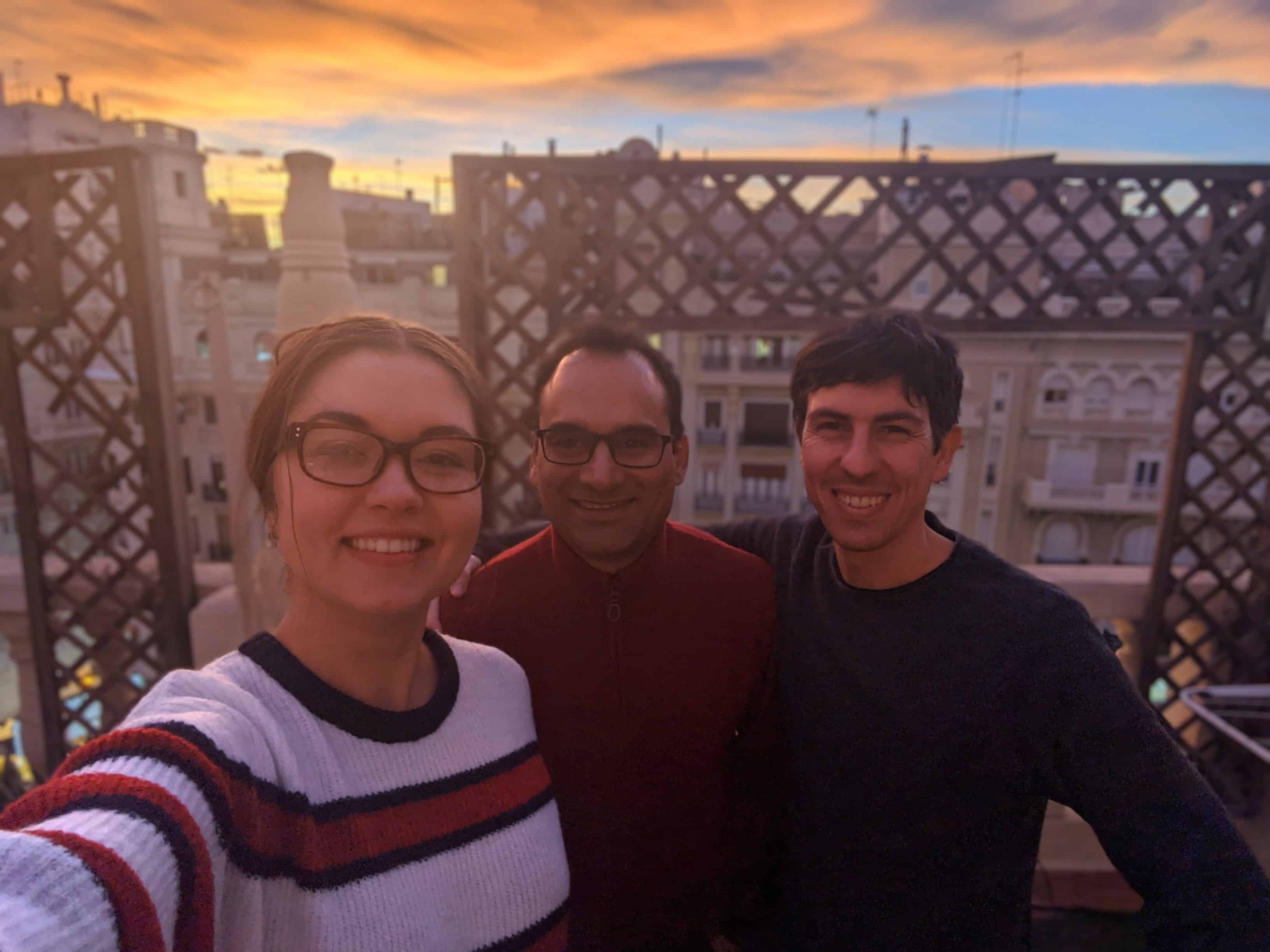 The Basepair team in Valencia, Spain. Left to right: Janneta (marketing), Amit (CEO), Blas (software).